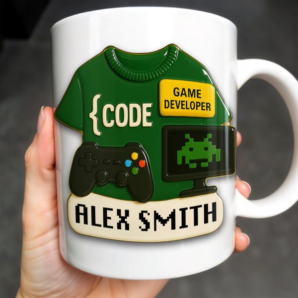 Code, Game Developer, Gaming Controller and Pixelated Alien - Personalized Custom Coffee Mug - OFW003_MG Code, Game Developer, Gaming Controller and Pixelated Alien - Personalized Custom Coffee Mug - OFW003_MG