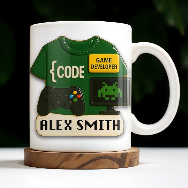 Code, Game Developer, Gaming Controller and Pixelated Alien - Personalized Custom Coffee Mug - OFW003_MG Code, Game Developer, Gaming Controller and Pixelated Alien - Personalized Custom Coffee Mug - OFW003_MG