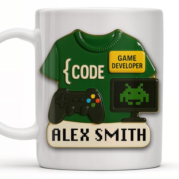 Code, Game Developer, Gaming Controller and Pixelated Alien - Personalized Custom Coffee Mug - OFW003_MG Code, Game Developer, Gaming Controller and Pixelated Alien - Personalized Custom Coffee Mug - OFW003_MG