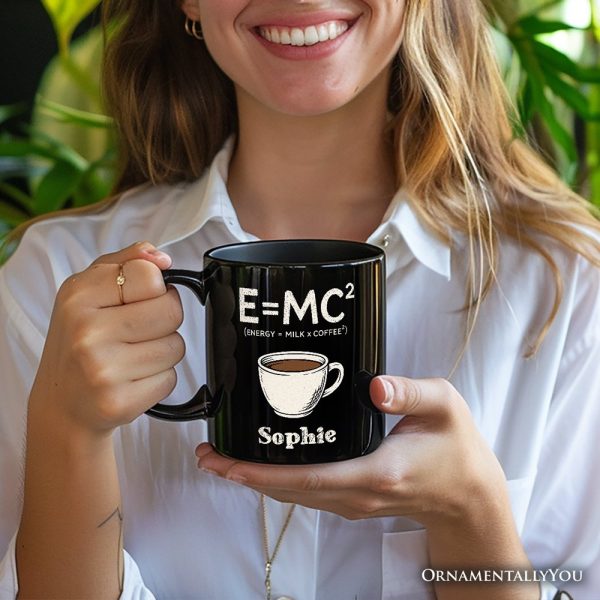 Coffee Equation Personalized Mug, E=MC2 Funny Workday Gift for Caffeinated Office Workers with Custom Name Coffee Equation Personalized Mug, E=MC2 Funny Workday Gift for Caffeinated Office Workers with Custom Name