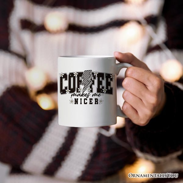 Coffee Makes Me Nicer Personalized Mug, Retro Caffeine Lovers Gift with Custom Name Coffee Makes Me Nicer Personalized Mug, Retro Caffeine Lovers Gift with Custom Name