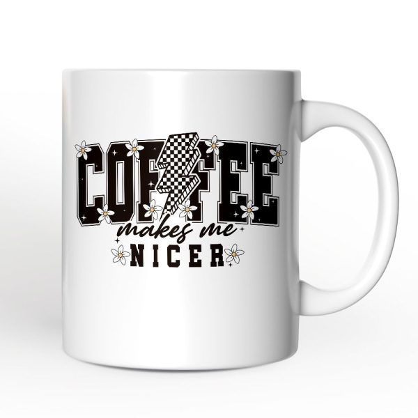 Coffee Makes Me Nicer Personalized Mug, Retro Caffeine Lovers Gift with Custom Name Coffee Makes Me Nicer Personalized Mug, Retro Caffeine Lovers Gift with Custom Name