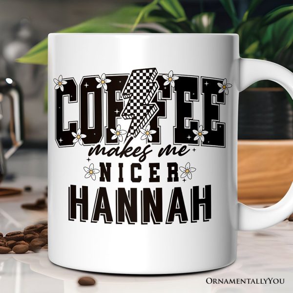 Coffee Makes Me Nicer Personalized Mug, Retro Caffeine Lovers Gift with Custom Name Coffee Makes Me Nicer Personalized Mug, Retro Caffeine Lovers Gift with Custom Name