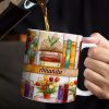 Colorful Books & Tulips In Bloom - Personalized White Edge-to-Edge Mug - Gift For Her, Book Lovers HH01 Colorful Books & Tulips In Bloom - Personalized White Edge-to-Edge Mug - Gift For Her, Book Lovers HH01