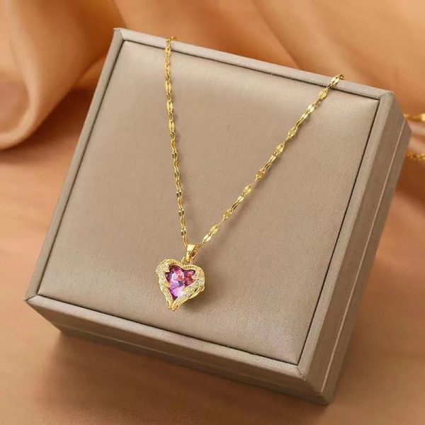 Colorful Ocean Heart Crystal Pendant Necklace Colorful Ocean Heart Crystal Pendant Necklace