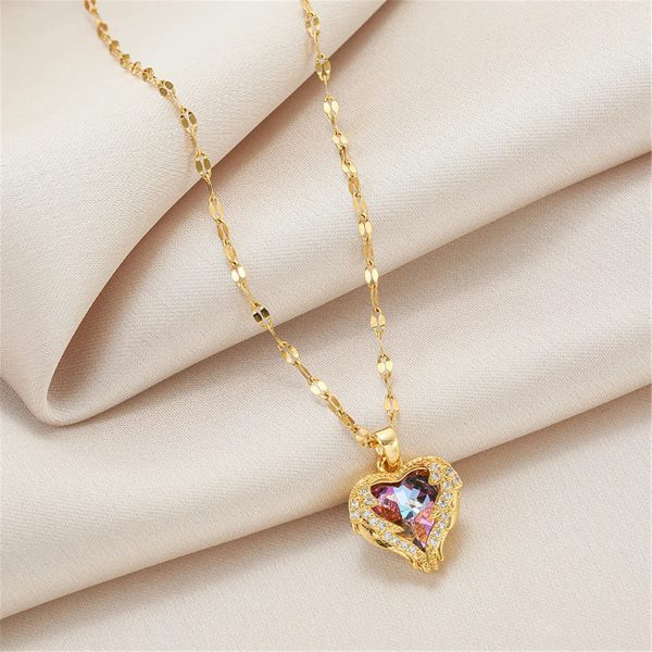 Colorful Ocean Heart Crystal Pendant Necklace Colorful Ocean Heart Crystal Pendant Necklace