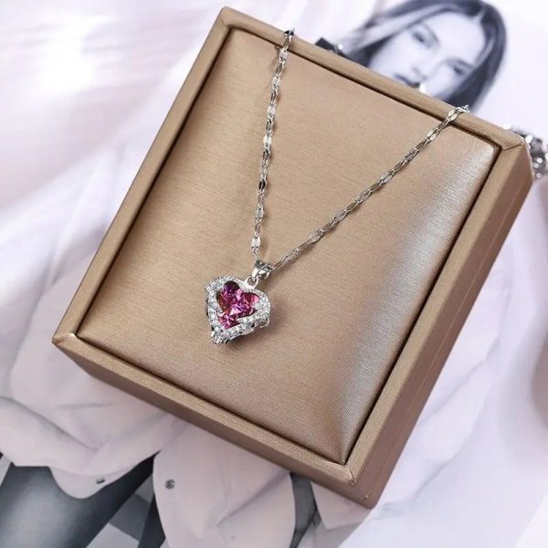 Colorful Ocean Heart Crystal Pendant Necklace Colorful Ocean Heart Crystal Pendant Necklace