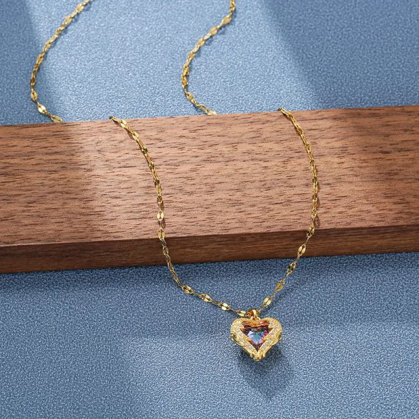 Colorful Ocean Heart Crystal Pendant Necklace Colorful Ocean Heart Crystal Pendant Necklace