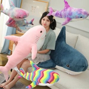 Colorful Shark Plush Pillow