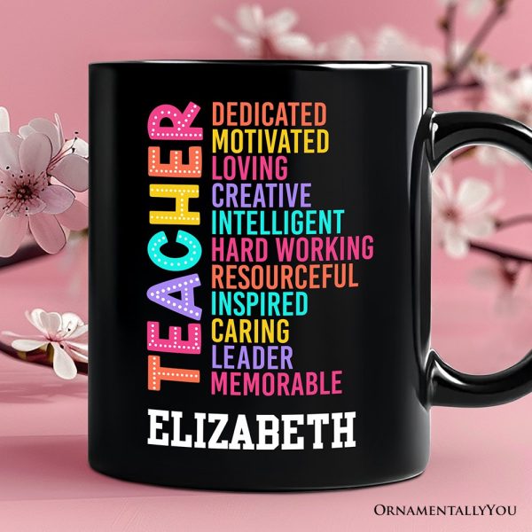 Colorful Teacher Acronym Personalized Mug, Motivational Gift with Custom Name for Educators Colorful Teacher Acronym Personalized Mug, Motivational Gift with Custom Name for Educators