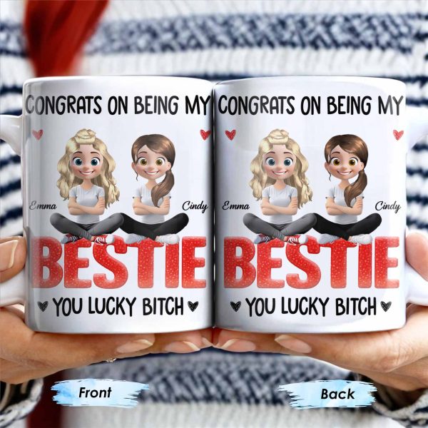 Congrats On Being My Bestie, Two Animated Girls Design - Personalized Custom Coffee Mug - BST464_MG Congrats On Being My Bestie, Two Animated Girls Design - Personalized Custom Coffee Mug - BST464_MG