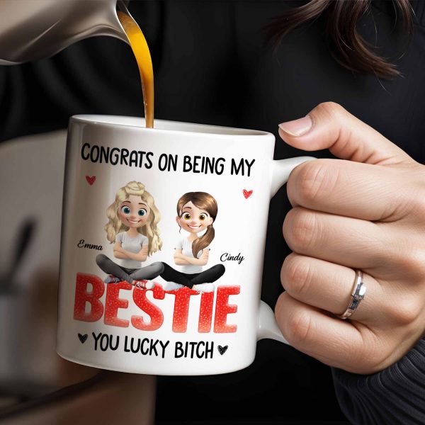 Congrats On Being My Bestie, Two Animated Girls Design - Personalized Custom Coffee Mug - BST464_MG Congrats On Being My Bestie, Two Animated Girls Design - Personalized Custom Coffee Mug - BST464_MG