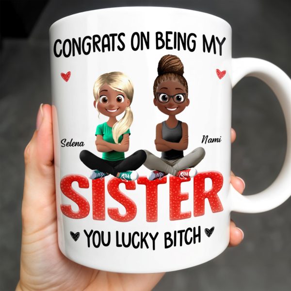 Congrats On Being My Bestie, Two Animated Girls Design - Personalized Custom Coffee Mug - BST464_MG Congrats On Being My Bestie, Two Animated Girls Design - Personalized Custom Coffee Mug - BST464_MG