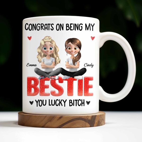 Congrats On Being My Bestie, Two Animated Girls Design - Personalized Custom Coffee Mug - BST464_MG Congrats On Being My Bestie, Two Animated Girls Design - Personalized Custom Coffee Mug - BST464_MG