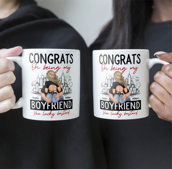 Congrats On Being My Boyfriend - Personalized Mug - Anniversary Gifts For Men, Husband, Him, Boyfriend