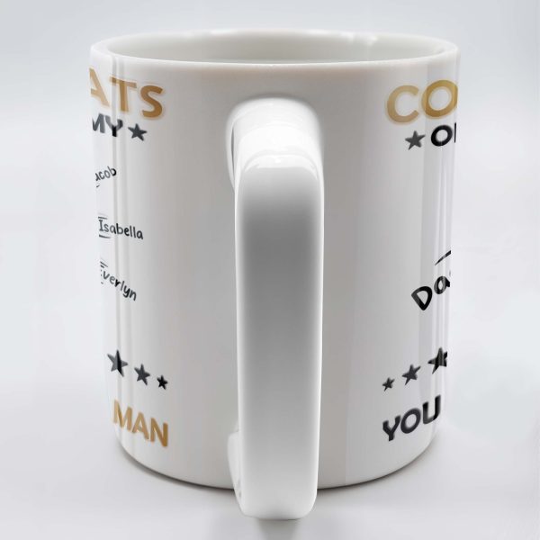 CONGRATS ON BEING MY DAD YOU LUCKY OLD MAN, Fist Bumps And Stars - Personalized Custom Coffee Mug - DAD130_MG