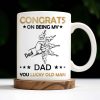 CONGRATS ON BEING MY DAD YOU LUCKY OLD MAN, Fist Bumps And Stars - Personalized Custom Coffee Mug - DAD130_MG
