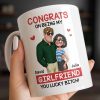 Congrats On Being My Girlfriend, Couple With Hearts - Personalized Custom Coffee Mug - CPL1344_MG Congrats On Being My Girlfriend, Couple With Hearts - Personalized Custom Coffee Mug - CPL1344_MG