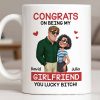 Congrats On Being My Girlfriend, Couple With Hearts - Personalized Custom Coffee Mug - CPL1344_MG Congrats On Being My Girlfriend, Couple With Hearts - Personalized Custom Coffee Mug - CPL1344_MG