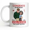 Congrats On Being My Girlfriend, Couple With Hearts - Personalized Custom Coffee Mug - CPL1344_MG Congrats On Being My Girlfriend, Couple With Hearts - Personalized Custom Coffee Mug - CPL1344_MG