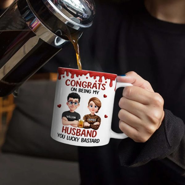 Congrats On Being My Husband 3D Effect Couple - Personalized White Edge-to-Edge Mug Congrats On Being My Husband 3D Effect Couple - Personalized White Edge-to-Edge Mug
