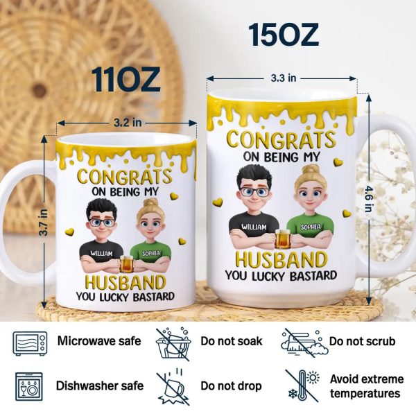 Congrats On Being My Husband 3D Effect Couple - Personalized White Edge-to-Edge Mug Congrats On Being My Husband 3D Effect Couple - Personalized White Edge-to-Edge Mug