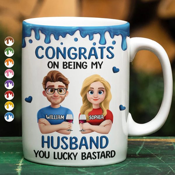 Congrats On Being My Husband 3D Effect Couple - Personalized White Edge-to-Edge Mug Congrats On Being My Husband 3D Effect Couple - Personalized White Edge-to-Edge Mug
