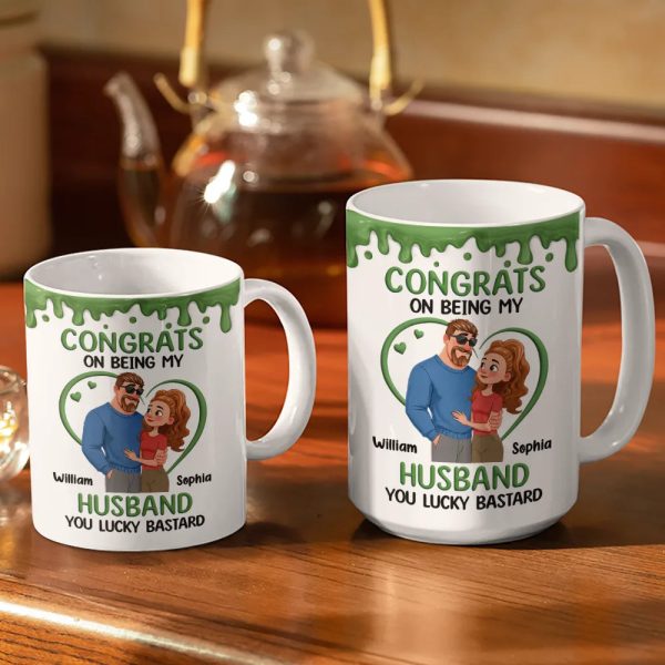 Congrats On Being My Husband Animate Hugging Couple - Personalized White Edge-to-Edge Mug Congrats On Being My Husband Animate Hugging Couple - Personalized White Edge-to-Edge Mug
