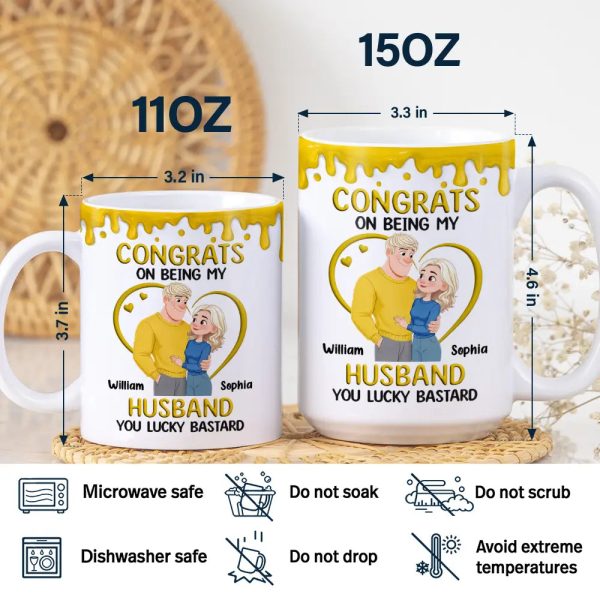 Congrats On Being My Husband Animate Hugging Couple - Personalized White Edge-to-Edge Mug Congrats On Being My Husband Animate Hugging Couple - Personalized White Edge-to-Edge Mug