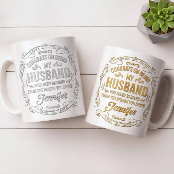 Congrats On Being My Husband, Floral Designs - Personalized Custom Coffee Mug - HSB086_MG Congrats On Being My Husband, Floral Designs - Personalized Custom Coffee Mug - HSB086_MG
