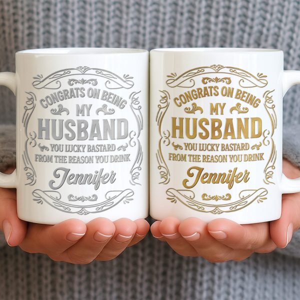 Congrats On Being My Husband, Floral Designs - Personalized Custom Coffee Mug - HSB086_MG Congrats On Being My Husband, Floral Designs - Personalized Custom Coffee Mug - HSB086_MG