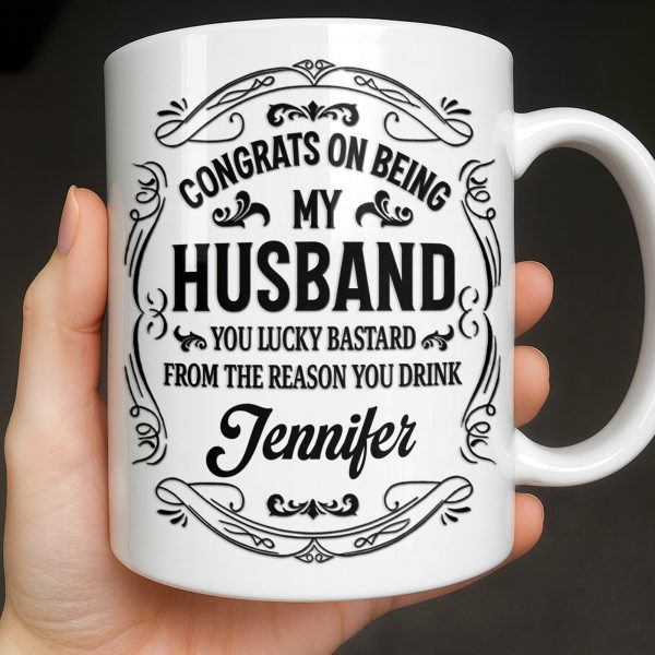 Congrats On Being My Husband, Floral Designs - Personalized Custom Coffee Mug - HSB086_MG Congrats On Being My Husband, Floral Designs - Personalized Custom Coffee Mug - HSB086_MG