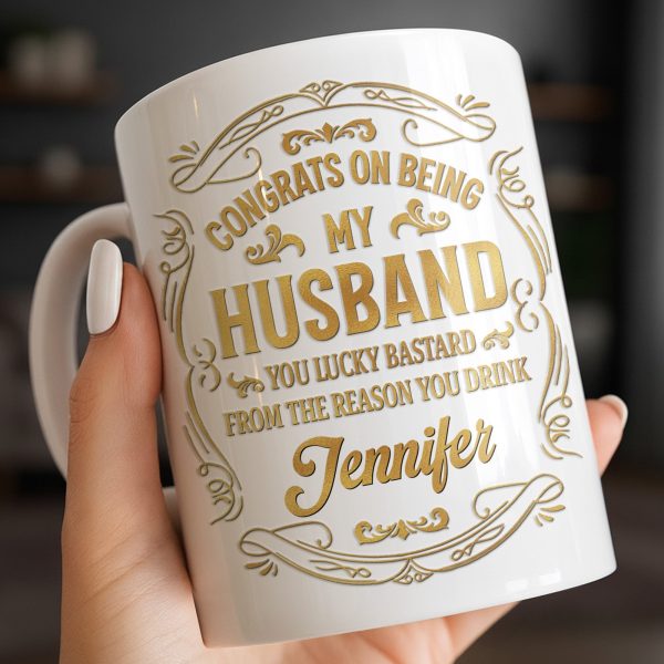 Congrats On Being My Husband, Floral Designs - Personalized Custom Coffee Mug - HSB086_MG Congrats On Being My Husband, Floral Designs - Personalized Custom Coffee Mug - HSB086_MG