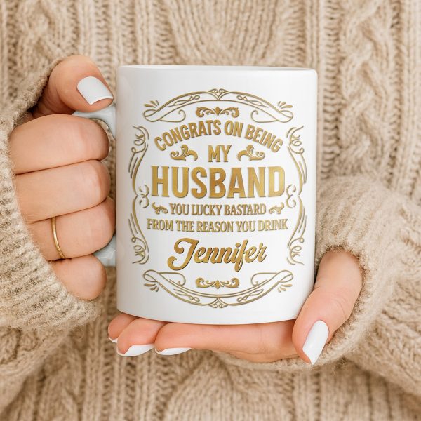 Congrats On Being My Husband, Floral Designs - Personalized Custom Coffee Mug - HSB086_MG Congrats On Being My Husband, Floral Designs - Personalized Custom Coffee Mug - HSB086_MG