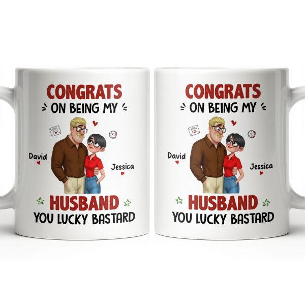 Congrats On Being My Husband, Hearts and Couple Design - Personalized Custom Coffee Mug - CPL1338_MG Congrats On Being My Husband, Hearts and Couple Design - Personalized Custom Coffee Mug - CPL1338_MG