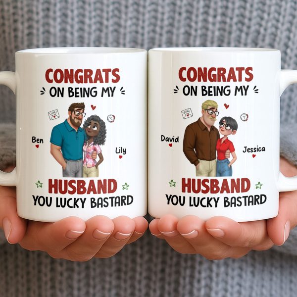 Congrats On Being My Husband, Hearts and Couple Design - Personalized Custom Coffee Mug - CPL1338_MG Congrats On Being My Husband, Hearts and Couple Design - Personalized Custom Coffee Mug - CPL1338_MG