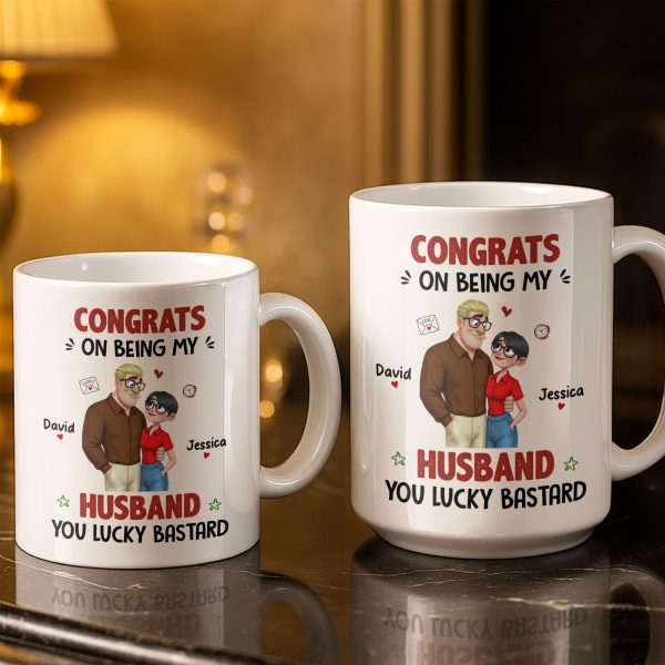Congrats On Being My Husband, Hearts and Couple Design - Personalized Custom Coffee Mug - CPL1338_MG Congrats On Being My Husband, Hearts and Couple Design - Personalized Custom Coffee Mug - CPL1338_MG