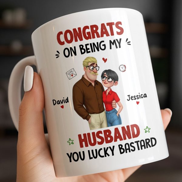 Congrats On Being My Husband, Hearts and Couple Design - Personalized Custom Coffee Mug - CPL1338_MG Congrats On Being My Husband, Hearts and Couple Design - Personalized Custom Coffee Mug - CPL1338_MG