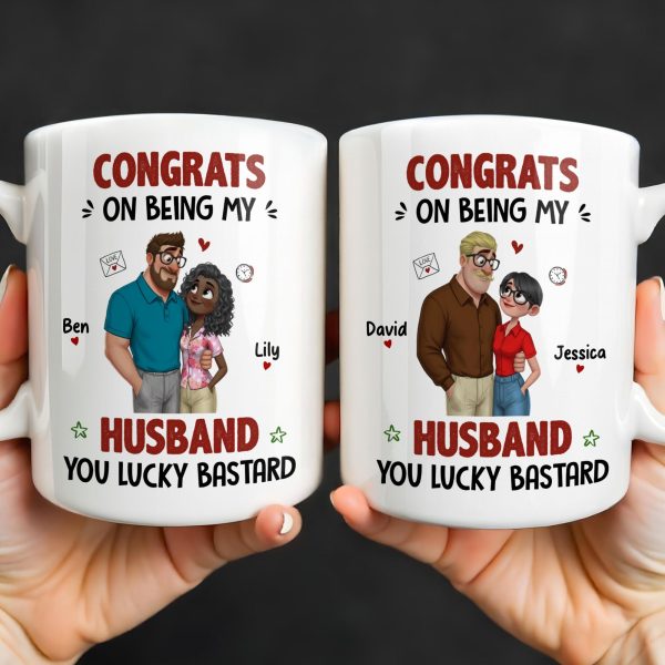 Congrats On Being My Husband, Hearts and Couple Design - Personalized Custom Coffee Mug - CPL1338_MG Congrats On Being My Husband, Hearts and Couple Design - Personalized Custom Coffee Mug - CPL1338_MG