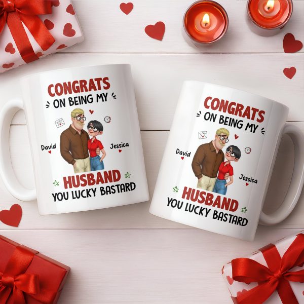Congrats On Being My Husband, Hearts and Couple Design - Personalized Custom Coffee Mug - CPL1338_MG Congrats On Being My Husband, Hearts and Couple Design - Personalized Custom Coffee Mug - CPL1338_MG