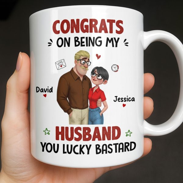 Congrats On Being My Husband, Hearts and Couple Design - Personalized Custom Coffee Mug - CPL1338_MG Congrats On Being My Husband, Hearts and Couple Design - Personalized Custom Coffee Mug - CPL1338_MG