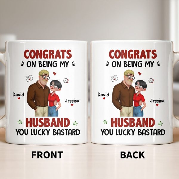 Congrats On Being My Husband, Hearts and Couple Design - Personalized Custom Coffee Mug - CPL1338_MG Congrats On Being My Husband, Hearts and Couple Design - Personalized Custom Coffee Mug - CPL1338_MG
