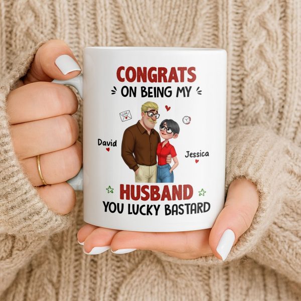 Congrats On Being My Husband, Hearts and Couple Design - Personalized Custom Coffee Mug - CPL1338_MG Congrats On Being My Husband, Hearts and Couple Design - Personalized Custom Coffee Mug - CPL1338_MG