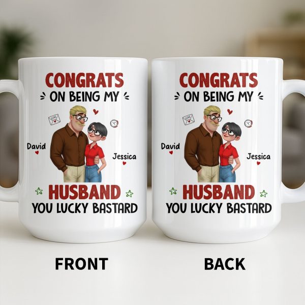Congrats On Being My Husband, Hearts and Couple Design - Personalized Custom Coffee Mug - CPL1338_MG Congrats On Being My Husband, Hearts and Couple Design - Personalized Custom Coffee Mug - CPL1338_MG