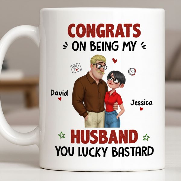 Congrats On Being My Husband, Hearts and Couple Design - Personalized Custom Coffee Mug - CPL1338_MG Congrats On Being My Husband, Hearts and Couple Design - Personalized Custom Coffee Mug - CPL1338_MG