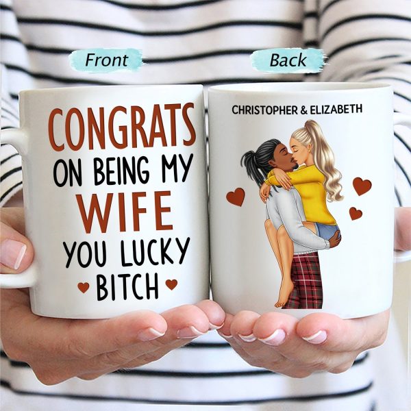 Congrats On Being My Husband Kissing Couple - Anniversary, Vacation, Funny Gift For Couples, Family - Personalized Mug Congrats On Being My Husband Kissing Couple - Anniversary, Vacation, Funny Gift For Couples, Family - Personalized Mug