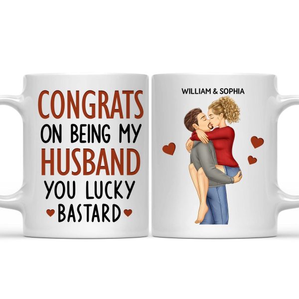 Congrats On Being My Husband Kissing Couple - Anniversary, Vacation, Funny Gift For Couples, Family - Personalized Mug Congrats On Being My Husband Kissing Couple - Anniversary, Vacation, Funny Gift For Couples, Family - Personalized Mug