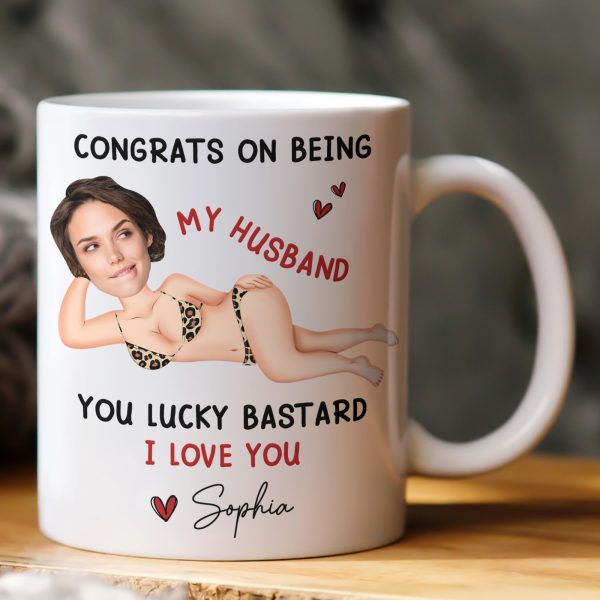 Congrats On Being My Husband You Lucky Bastard - Funny Anniversary Gift, Valentine's Day Gifts - Personalized Photo Mug Congrats On Being My Husband You Lucky Bastard - Funny Anniversary Gift, Valentine's Day Gifts - Personalized Photo Mug