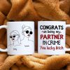 Congrats On Being My Partner In Crime, Gift For Bestie, Peesonalized Mug, Glasses Girl Coffee Mug, Bestie Gift Congrats On Being My Partner In Crime, Gift For Bestie, Peesonalized Mug, Glasses Girl Coffee Mug, Bestie Gift