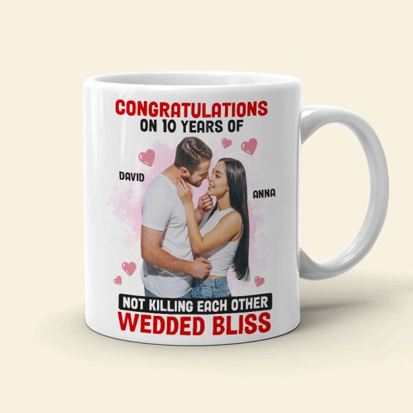 Congratulations On 10 Years Of Wedded Bliss, Funny Custom Couple Photo Coffee Mug, Gift For Couple, Valentine's Gift Congratulations On 10 Years Of Wedded Bliss, Funny Custom Couple Photo Coffee Mug, Gift For Couple, Valentine's Gift